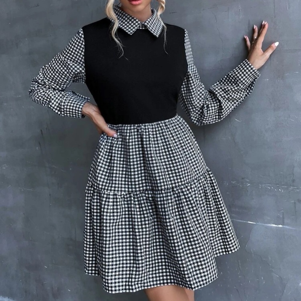 Gingham Buffalo Plaid Check Print Mini Dress
